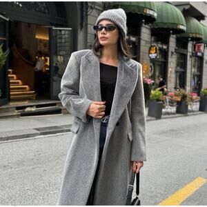 Gray Faux Fur Coat Women Luxury Soft Plush Jacket Elegant Outerwear